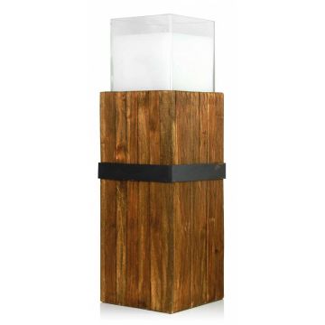 Colonne en bois avec verre à bougie / bougie décorative SAMORY, marron, 70cm, Ø22cm, 180h - Made in Germany