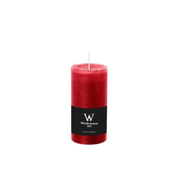 Bougie pilier / bougie en cire AURORA, rouge rubis, 12cm, Ø5,8cm, 42h - Made in Germany