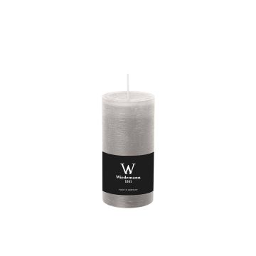 Bougie pilier / bougie en cire AURORA, gris clair, 12cm, Ø5,8cm, 42h - Made in Germany