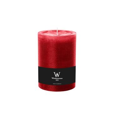 Bougie pilier / bougie en cire AURORA, rouge rubis, 14cm, Ø9,8cm, 100h - Made in Germany