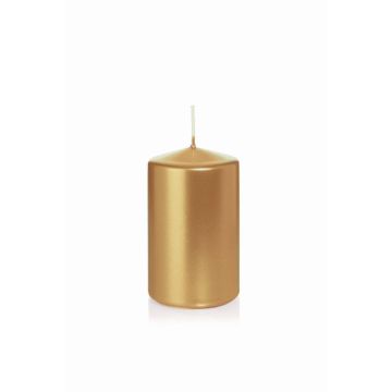 Bougie de Noël / bougie cylindrique ROSELLA, or, 10cm, Ø6cm, 33h - Made in Germany
