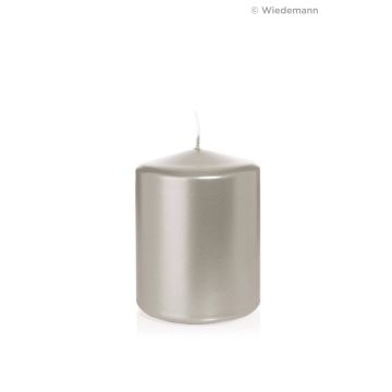 Bougie de Noël / bougie cylindrique ROSELLA, argent, 10cm, Ø8cm, 45h - Made in Germany