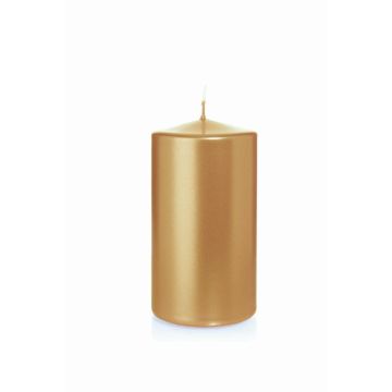 Bougie de Noël / bougie cylindrique ROSELLA, or, 13cm, Ø7cm, 52h - Made in Germany