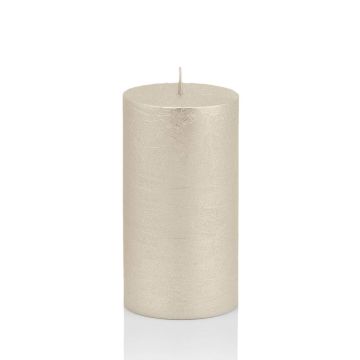 Bougie cylindrique / bougie de Noël MATHILDA, argent, 12cm, Ø5,8cm, 45h - Made in Germany