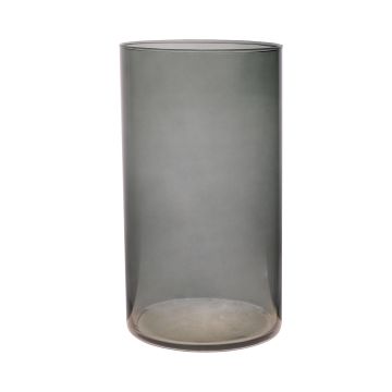 Vase à fleurs SANYA EARTH, cylindre/rond, gris foncé-transparent, 30cm, Ø16cm