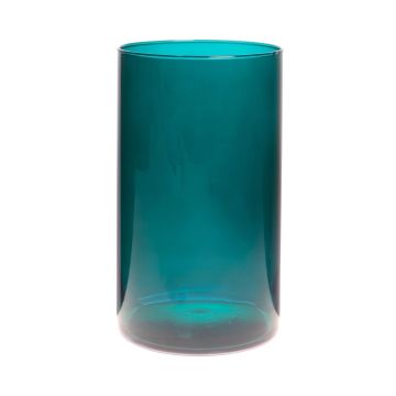 Vase à fleurs SANYA EARTH, cylindre/rond, bleu cyan-transparent, 30cm, Ø16cm
