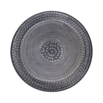 Assiette ronde en métal SOLANYI, à motifs, noir, Ø36cm