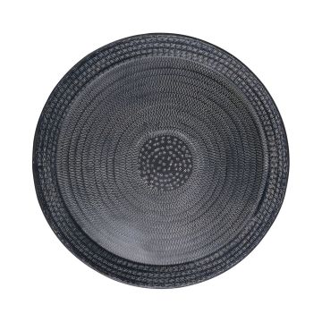 Assiette ronde en métal SOLANYI, à motifs, noir, Ø55cm
