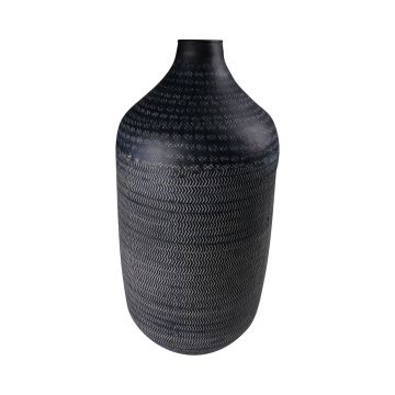 Vase bouteille en métal SOLANYI, à motifs, noir, 45,5cm, Ø22cm