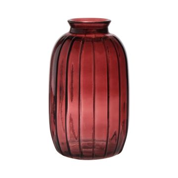 Bouteille décorative SILVINA en verre, rainures, brun rouge transparent, 17,7cm, Ø10,8cm