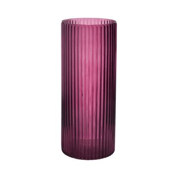 Vase en verre tendance SORCHA avec rainures, baie-transparent, 30cm, Ø12,5cm