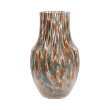 Vase bombé en verre RUSSELL, motif léopard, or-brun-bleu-transparent, 26cm, Ø18cm