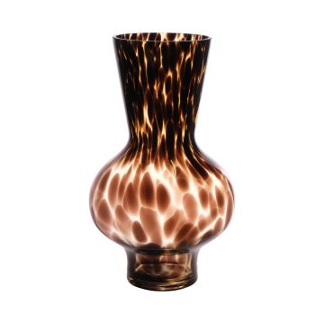Vase en verre bombé RUSSELL, motif léopard, brun-transparent, 30cm, Ø18cm