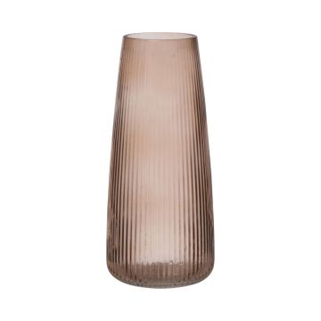 Vase conique en verre PELAYO avec rainures, rose pâle-transparent, 21cm, Ø10cm