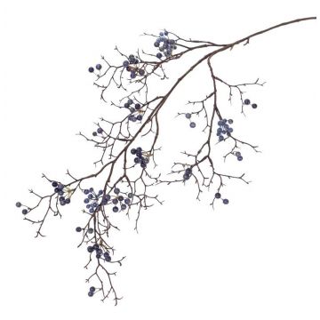 Branche décorative de symphorine GESA avec baies, bleu, 100cm
