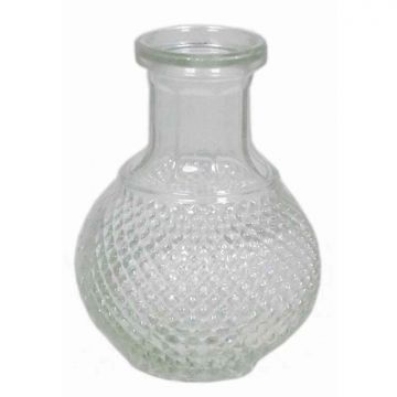 Vase à fleurs DONKA, motif losange fin, boule/rond, transparent, 11,5cm, Ø4,5cm/Ø8cm