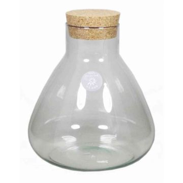 Bouteille en verre PEPPA, avec couvercle en liège, conique/rond, transparent, 20cm, Ø7cm/Ø16,5cm