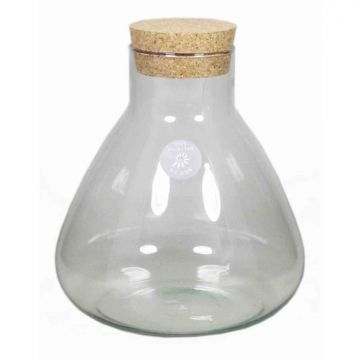 Bouteille en verre PEPPA, avec couvercle en liège, conique/rond, transparent, 26,5cm, Ø9cm/Ø22,5cm