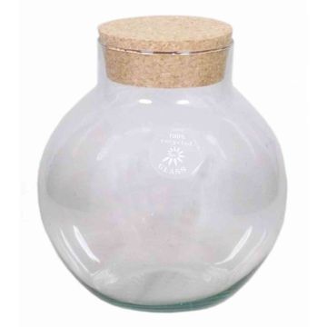 Vase terrarium en verre GASPAR, avec couvercle en liège, transparent, 20cm, Ø12cm/Ø19cm