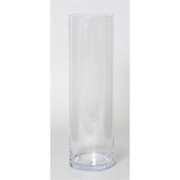 Grand vase cylindrique SANSA OCEAN, en verre transparent, 50cm, Ø15cm