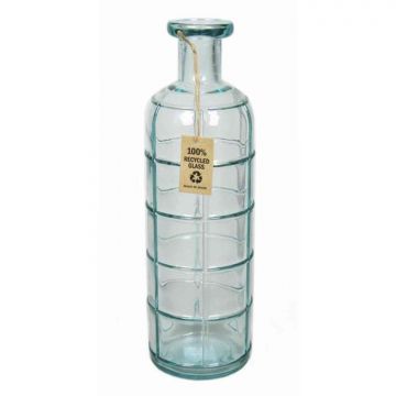 Bouteille en verre JUDINA, cylindre/rond, transparent/bleu, 33cm, Ø5,5cm/Ø10cm