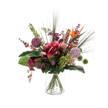 Bouquet artificiel FEME, rouge-violet, 65cm, Ø40cm