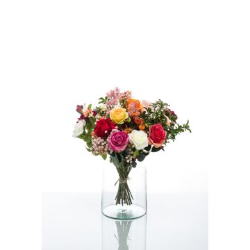 Bouquet artificiel FEME, orange-rose, 45cm, Ø40cm