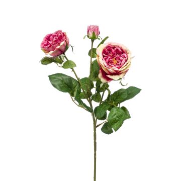 Fleur en tissu branche de rose CALISTA, fuchsia, 60cm