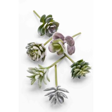 Succulentes artificielles JADON, à piquer, 6 pièces, vert-rouge, 13cm, Ø5cm