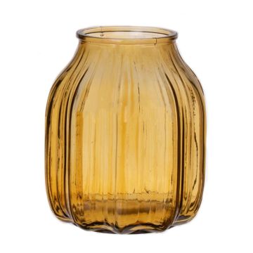 Petit vase à fleurs AMORY en verre, jaune miel-transparent, 16cm, Ø13,8cm