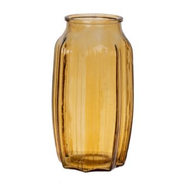 Petit vase à fleurs AMORY en verre, jaune miel-transparent, 22cm, Ø12cm