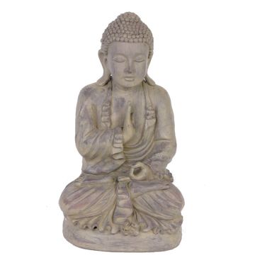 Figurine de Bouddha SHANTA, assis en train de méditer, gris, 45cm