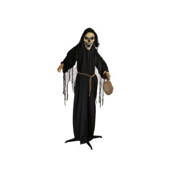 Figurine d'Halloween Squelette moine ARISTEO, fonction sonore et mouvement, LEDs, 170cm