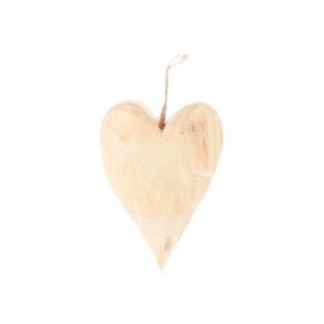 Suspension décorative Cœur LESLEY en bois, naturel, 12x4x15cm