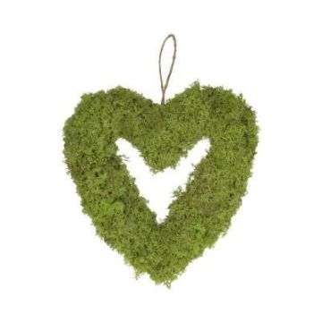 Couronne décorative Cœur MADISSON en mousse d'Islande, à suspendre, vert clair, 5cm, Ø30cm Couronne décorative Cœur MADISSON en mousse d'Islande, à suspendre, vert clair, 5cm, Ø30cm