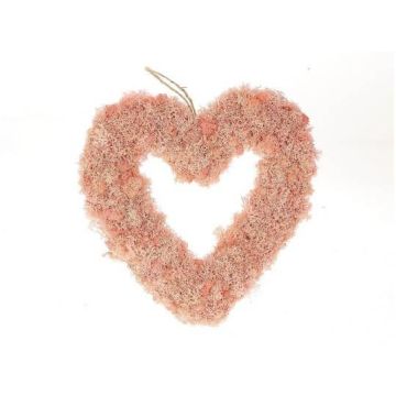 Couronne décorative Cœur MADISSON en mousse d'Islande, à suspendre, rose, 5cm, Ø30cm Couronne décorative Cœur MADISSON en mousse d'Islande, à suspendre, rose, 5cm, Ø30cm