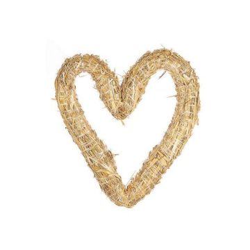 Couronne de paille Cœur PRESTON, naturel, 4cm, Ø25cm