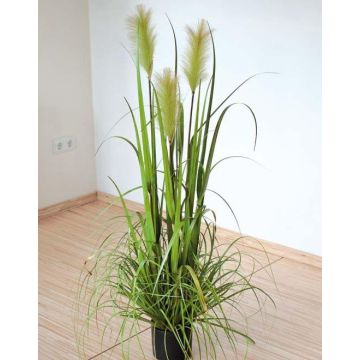 Herbe de la Pampa en plastique TALINDA avec des panicules, vert, 120cm
