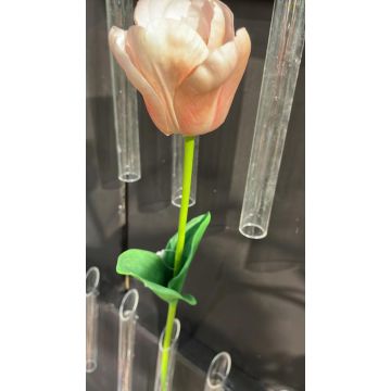 Fleur décorative Tulipe PJASSINA, abricot-rose, 65cm