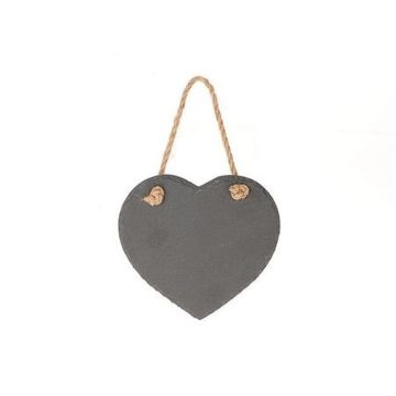 Suspension décorative en ardoise MARIANO, anthracite, 16x15x0,7cm