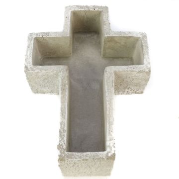 Pot de fleurs en forme de croix en béton BRAMBLE, gris, 27x18x6,5cm