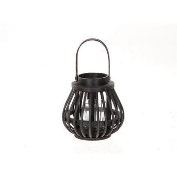 Lanterne en bois CHARITHRA avec anse, insert en verre, noir, 15cm, Ø15,5cm Lanterne en bois CHARITHRA avec anse, insert en verre, noir, 15cm, Ø15,5cm