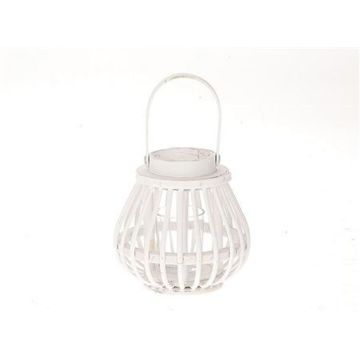 Lanterne en bois CHARITHRA avec anse, insert en verre, blanc, 15cm, Ø15,5cm Lanterne en bois CHARITHRA avec anse, insert en verre, blanc, 15cm, Ø15,5cm