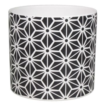 Pot de fleurs rond AGAPI, céramique, étoiles, noir-blanc, 12cm, Ø13cm