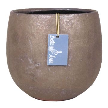 Pot de fleurs rond en céramique PEYO, bronze, 10,5cm, Ø12cm