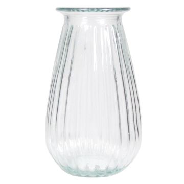 Vase en verre DORITA avec rainures, transparent, 21cm, Ø13cm