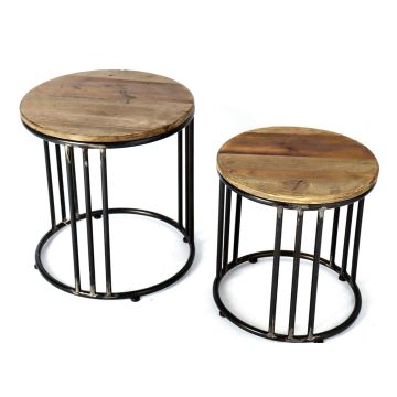Table d'appoint industrielle ronde CAISSA 2 pièces, brun-noir, 38,5cm, 44cm Table d'appoint industrielle ronde CAISSA 2 pièces, brun-noir, 38,5cm, 44cm
