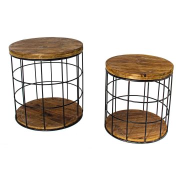 Table d'appoint industrielle ronde CALIX 2 pièces, brun-noir, 40,5cm, 46,5cm Table d'appoint industrielle ronde CALIX 2 pièces, brun-noir, 40,5cm, 46,5cm
