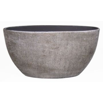 Pot ovale en céramique AGAPE avec veinure, blanc-brun, 49x20x25cm
