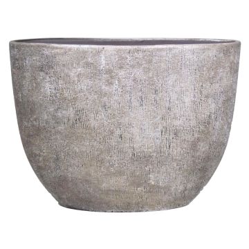 Pot ovale en céramique AGAPE avec veinure, blanc-brun, 50x20x36cm